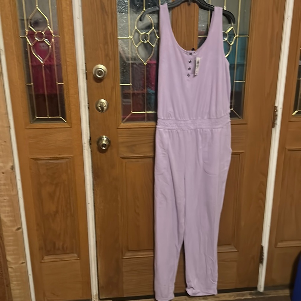 TORRID PLUS SIZE HENLEY JUMPSUIT COVER UP: TERRY: LILAC: NWT: SZ 2